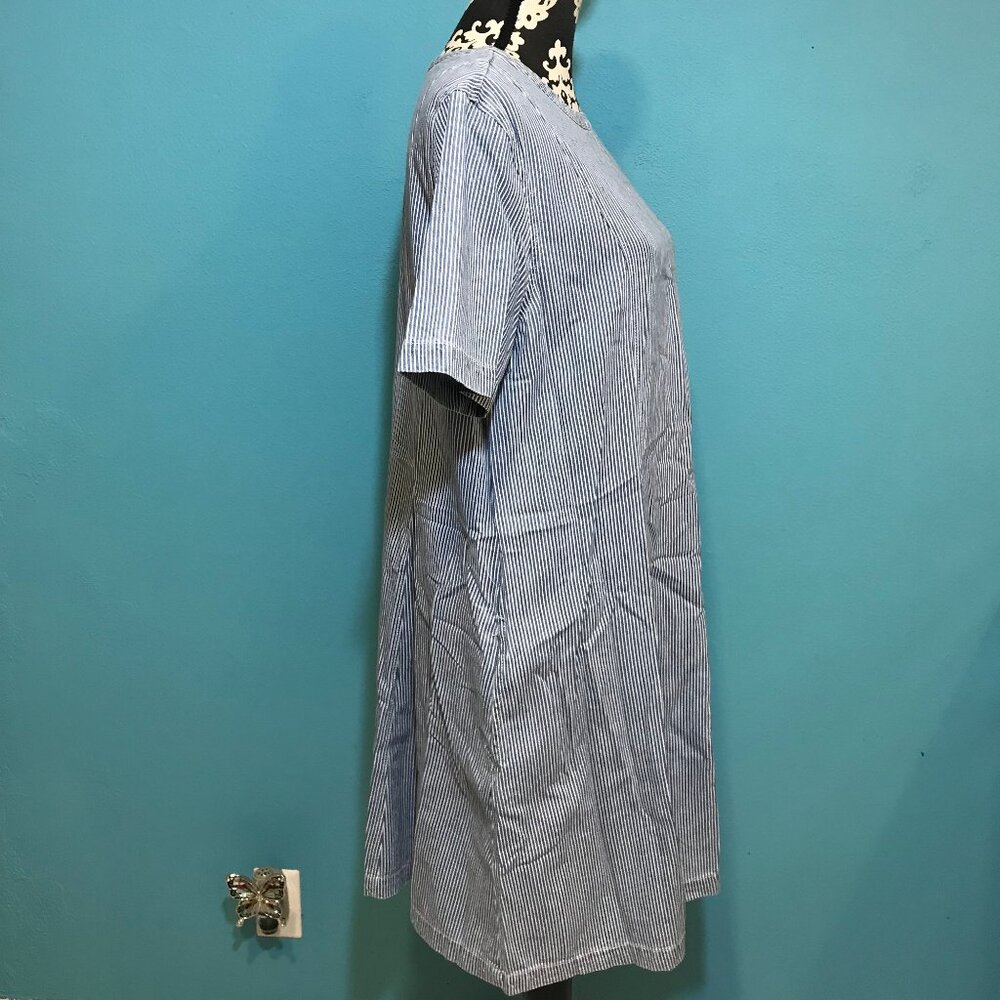 Caslon Woman's Blue & White Striped Denim Frock Dress EUC Large L Casual Career - Picture 4 of 13